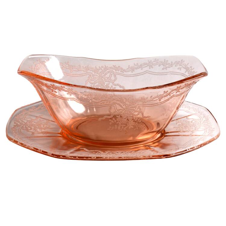June Pink Sauce Boat with Underplate