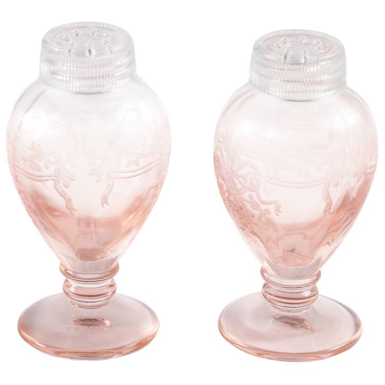June Pink Footed Shaker Set & Glass Lids