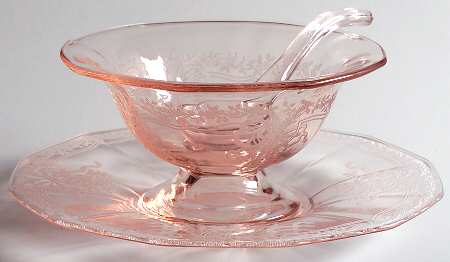 June Pink Mayonnaise Bowl, Underplate and Ladle