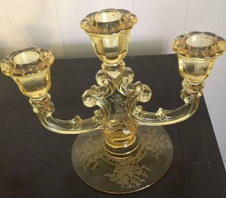 June Topaz (Yellow) 3 Light Candlestick