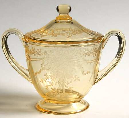 June Topaz (Yellow) Footed Sugar Bowl & Lid