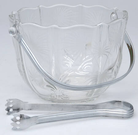 Lido Clear Ice Bucket with Handle & Tongs (Baroque Shape)
