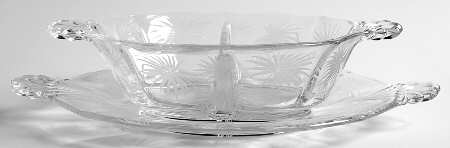 Lido Clear Divided Hdl. Mayonnaise Bowl & Tray(Baroque Shape)