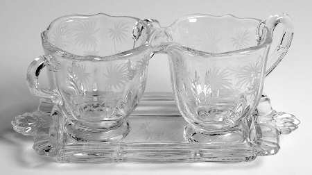 Lido Clear Baroque Individual Creamer&Sugar on Tray