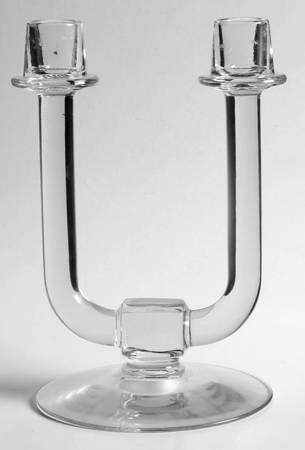 Nocturne Clear Double Candlestick, No Bobeche Or Prisms