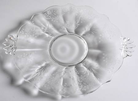 Meadow Rose Clear Handled Cake Plate