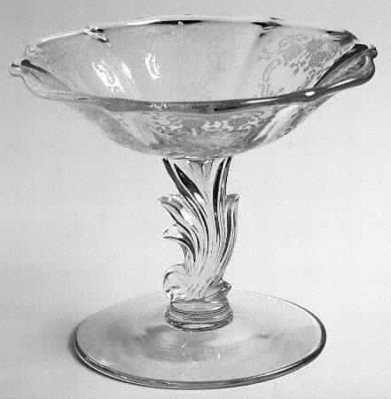 Meadow Rose Clear 4" X 6" Baroque Shape Comport