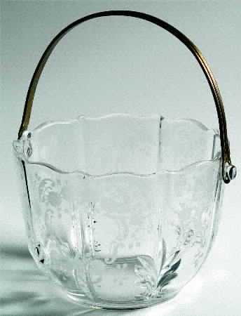 Meadow Rose Clear Baroque Ice Bucket with Handle, No Tongs by Fostoria
