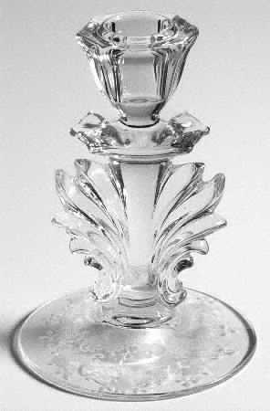 Meadow Rose Clear 5" Candlestick (Baroque Shape)