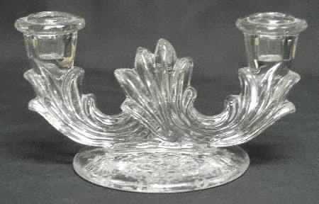 Meadow Rose Clear Double Candlestick (Baroque Shape)