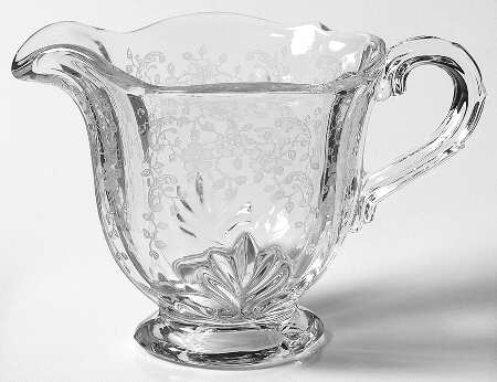 Meadow Rose Clear Individual Footed Creamer (Baroque Shape)