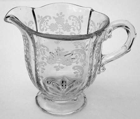 Meadow Rose Clear Footed Creamer (Baroque Shape)