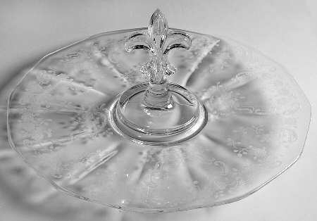 Meadow Rose Clear Center Handle Tray by Fostoria
