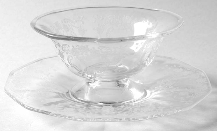 Meadow Rose Clear Mayonnaise Bowl and Underplate
