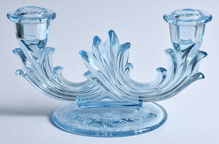 Meadow Rose Blue Double Candlestick (Baroque Shape)