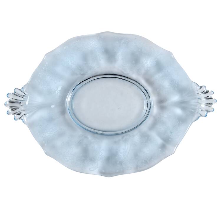 Meadow Rose Blue 8" Oval Handled Tray (Baroque Shape)