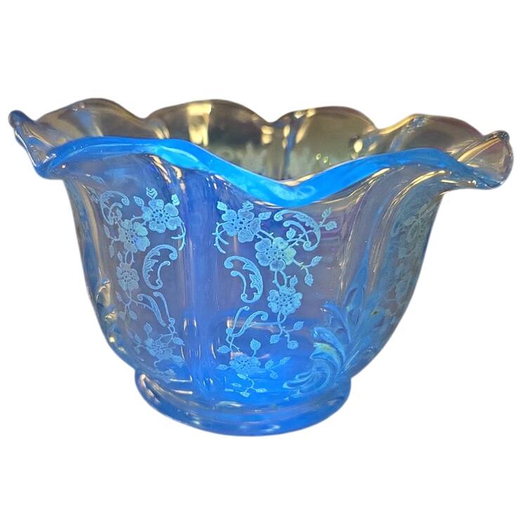 Meadow Rose Blue Mayonnaise Bowl (Baroque Shape)