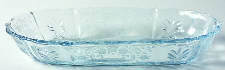 Meadow Rose Blue 11" Oval Celery (Baroque Shape)