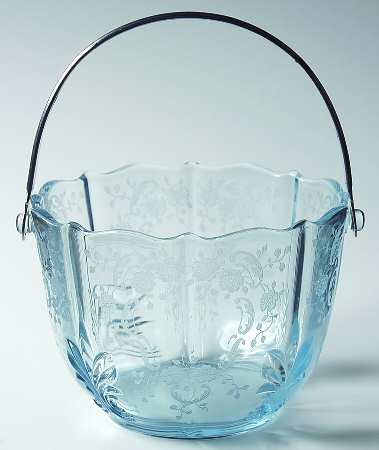 Meadow Rose Blue Baroque Ice Bucket with Handle, No Tongs