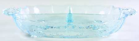 Meadow Rose Blue 3 Part Handled Relish (Baroque Shape)