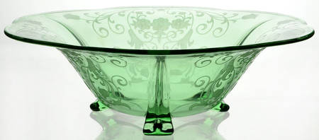 Minuet Green (Stem 4020) 11" 3-Toed Footed Bowl