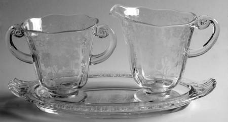 Midnight Rose Creamer, Sugar and Tray Set