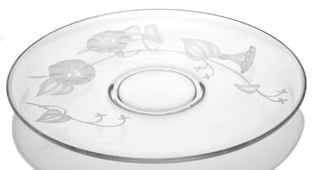Morning Glory Clear (Frosted, Carving 12) Small Torte Plate