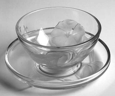 Morning Glory Clear (Frosted, Carving 12) Mayonnaise Bowl and Underplate