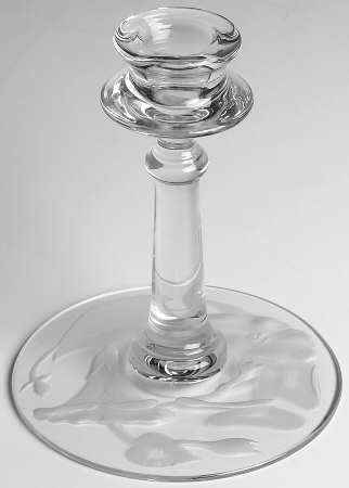 Morning Glory Clear (Frosted, Carving 12) Single Light Candlestick