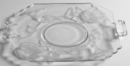 Morning Glory Clear (Frosted, Carving 12) Handled Cake Plate