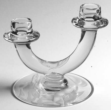 Morning Glory Clear (Frosted, Carving 12) Double Light Candlestick