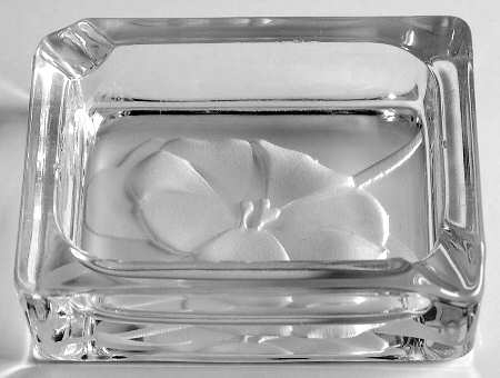 Morning Glory Clear (Frosted, Carving 12) 3" Rectangular Ashtray