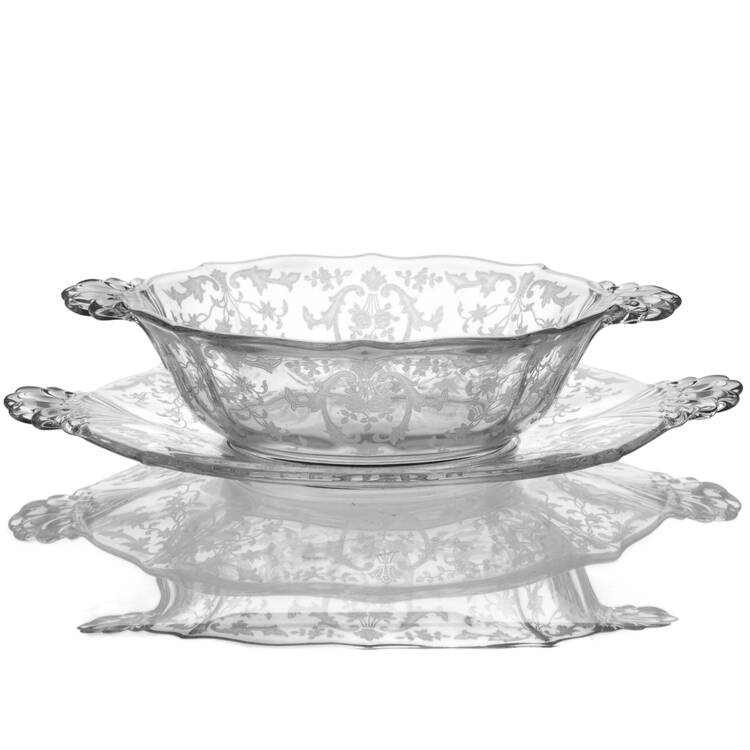 Navarre Clear Sauce Boat & Tray (Baroque Shape)