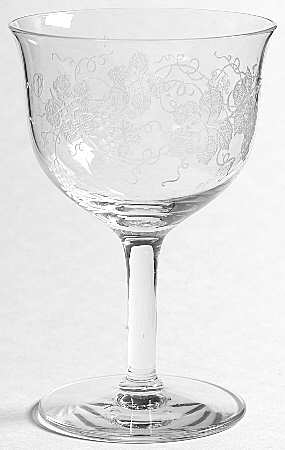 New Vintage Grape (Non Optic, Stem 858, Etch 227) Oyster or Fruit Cocktail
