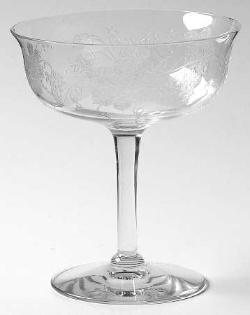 New Vintage Grape (Non Optic, Stem 858, Etch 227) Champagne/Tall Sherbet