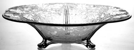 Oak Leaf Clear (Brocade) 12" 3-Toed Footed Bowl