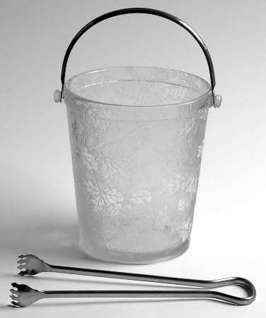 Oak Leaf Clear (Brocade) Ice Bucket with Detachable Handle and Tongs