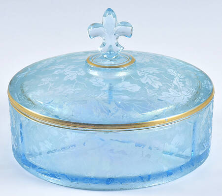 Oakwood Blue (Iridescent Brocade) 3-Part Candy Box with Lid