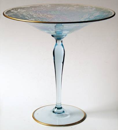 Oakwood Blue (Iridescent Brocade) Round Compote (Height X Width)