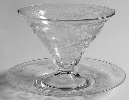 Oriental (Stem 766, Etch 250) Mayonnaise Bowl and Underplate