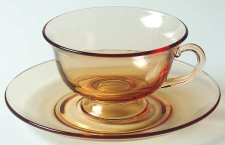 Pioneer Amber Footed Cup & Saucer Set
