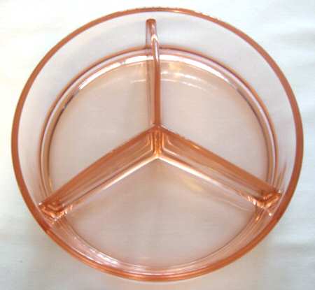 2331 Pink 3-Part Candy Dish, No Lid