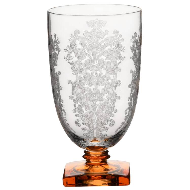 Queen Anne Amber (Etched) Footed Tumbler