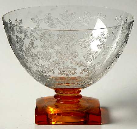 Queen Anne Amber (Etched) 7 Oz Low Sherbet