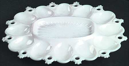 Randolph Milk Glass Deviled Egg Server