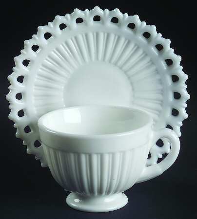 Randolph Milk Glass Cup & Saucer Set