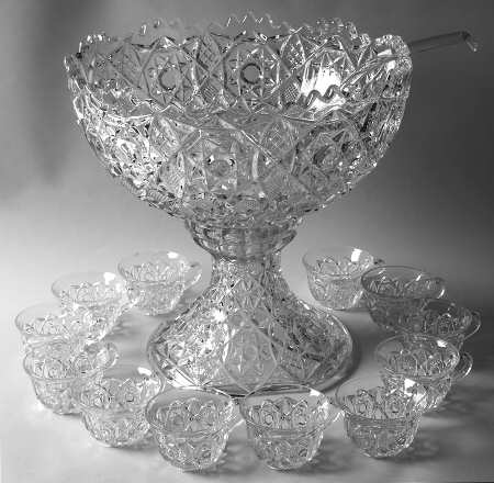 Rosby Clear (15 Pc) Punch Set (Bowl,Stand,Ladle & 12 Cups)