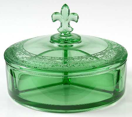Royal Green 3-Part Candy Dish with Lid