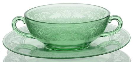 Seville Green Cream Soup & Saucer Set
