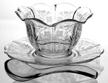 Shirley Mayonnaise Bowl & Underplate w/Ladle (Baroque Shap